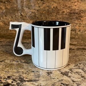 Russ Berrie & Co PIANO coffee MUG with musical note handle ceramic 12oz VINTAGE
